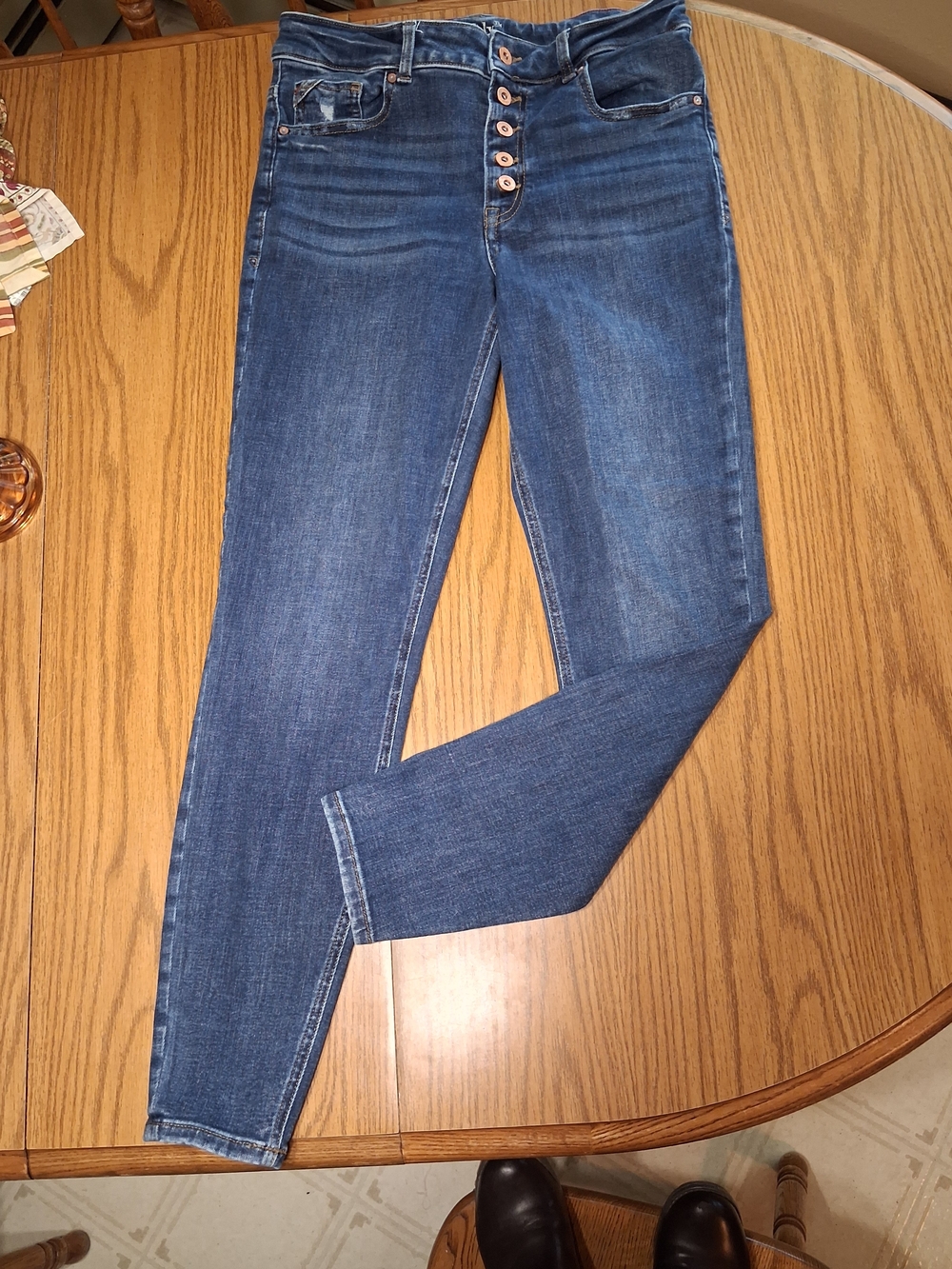 Women’s High-Rise Button-Fly Blue Jeans